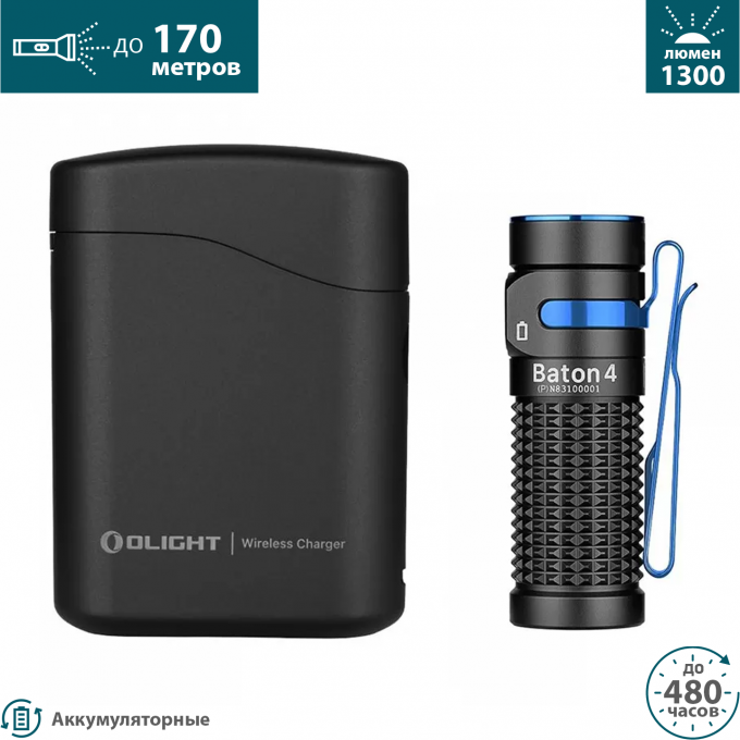 Фонарь OLIGHT BATON 4 PREMIUM EDITION Black 003038