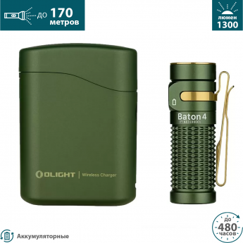 Фонарь OLIGHT BATON 4 PREMIUM EDITION OD Green